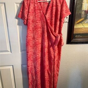 Norton McNaughton Coral Wrap Midi Dress